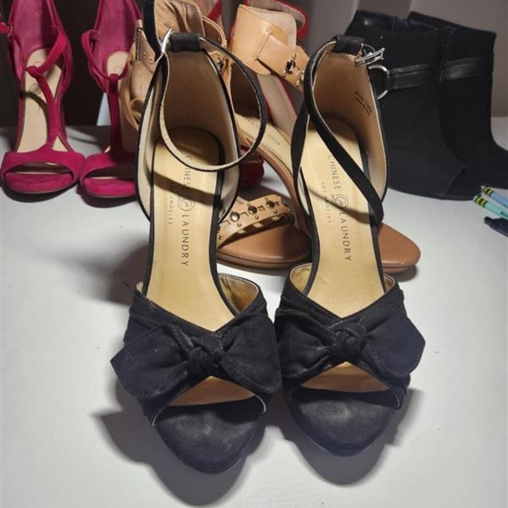 Black Suede Bow heels